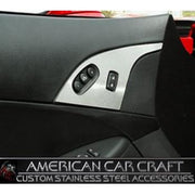Corvette Door Lock Trim Plate Covers with Option Button - Brushed Stainless Steel : 2005-2013 C6,Interior