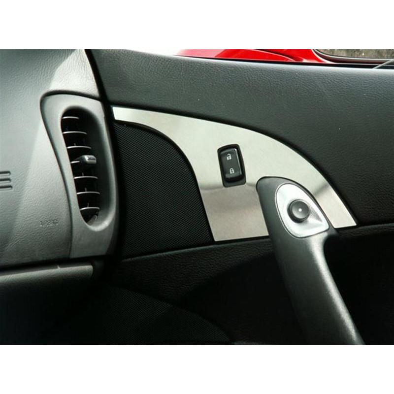 Corvette Door Lock Trim Plate Covers with Option Button - Brushed Stainless Steel : 2005-2013 C6,Interior