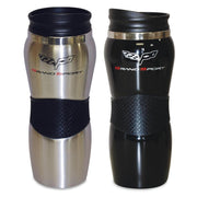 Corvette Double Wall Stainless Steel Mug w/Grand Sport Logo - Black, Stainless Steel or Red : 2005-2013 C6 Grand Sport,Home & Office