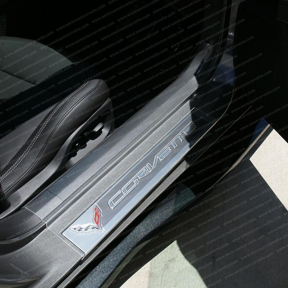 Corvette Embossed Clear Door Sill Protectors : C7 Stingray, Z51, Z06,Interior