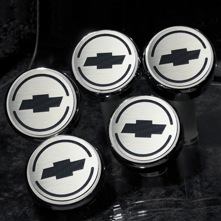 Corvette Engine Cap Set Executive Series Chrome/Brushed Overlay w/Carbon Fiber Chevy Bowtie : 2005-2013 C6 Automatic,0