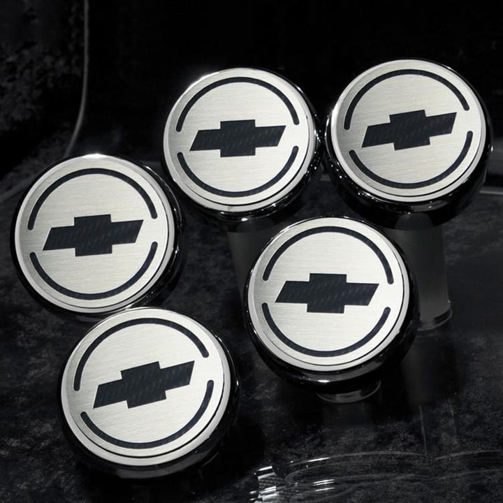 Corvette Engine Cap Set Executive Series Chrome/Brushed Overlay w/Carbon Fiber Chevy Bowtie : 2005-2013 C6 Automatic,0