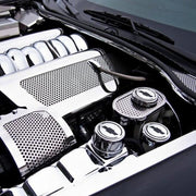 Corvette Engine Cap Set Executive Series Chrome/Brushed Overlay w/Carbon Fiber Chevy Bowtie : 2005-2013 C6 Automatic,0