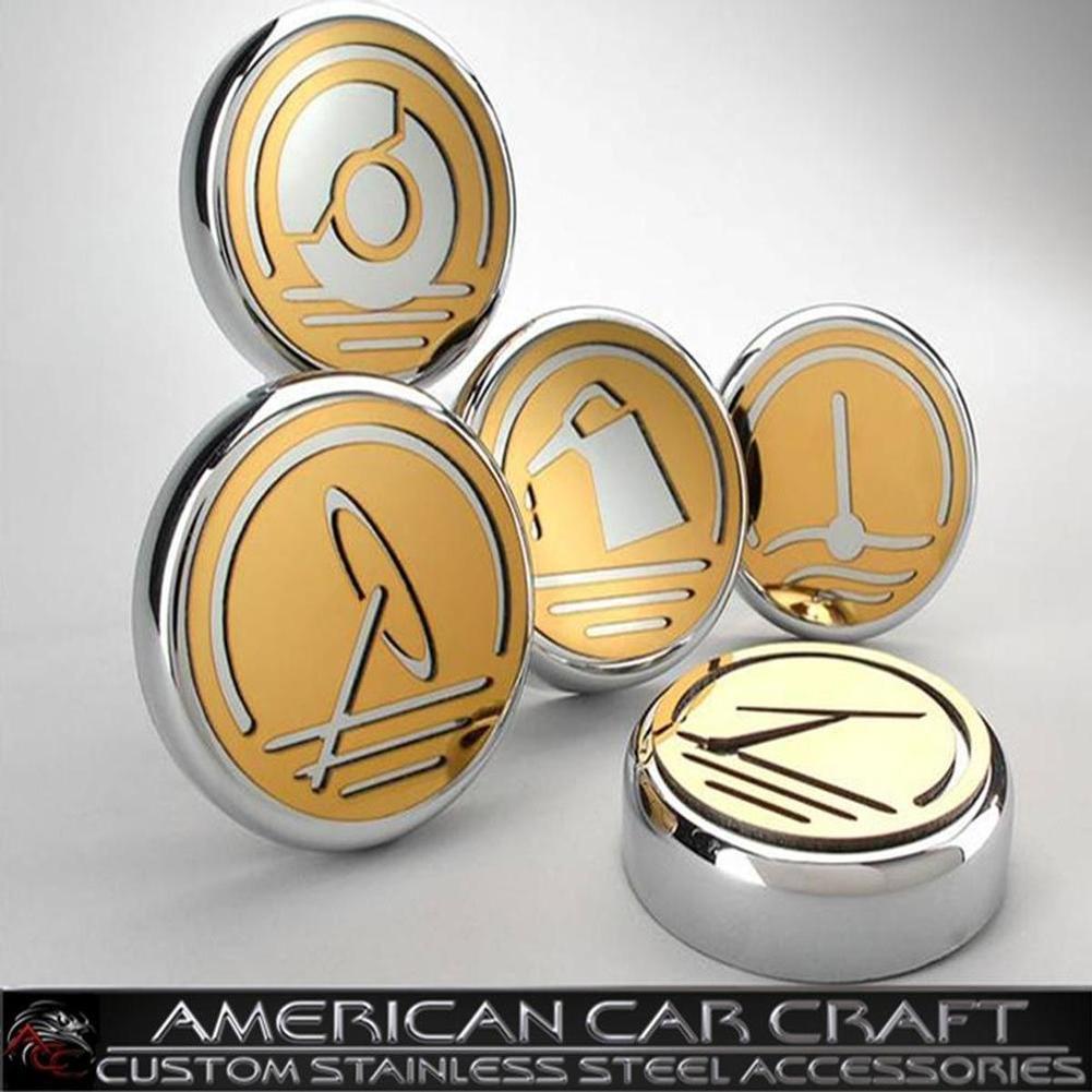Corvette Engine Cap Set Executive Series Polished/Gold Overlay : 1997-2013 C5,C6,Z06,Engine