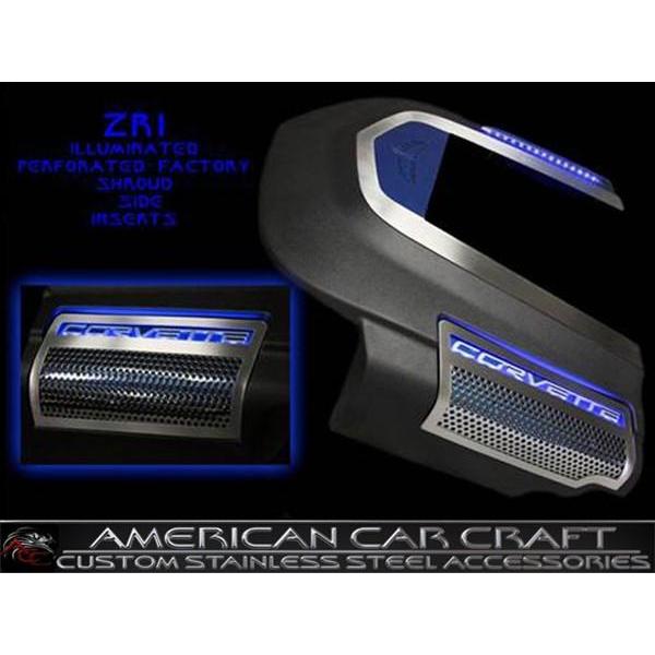 Corvette Engine Shroud Side Inserts - Perforated Stainless Steel : 2009-2013 ZR1,Engine