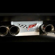 Corvette Exhaust Plate - Polish Stainless Steel with C6 Logo : 2005-2013 C6,Exhaust