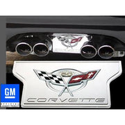 Corvette Exhaust Plate with 50th Anniversary Emblem - Billet Chrome (2003 C5 / C5 Z06),Exhaust