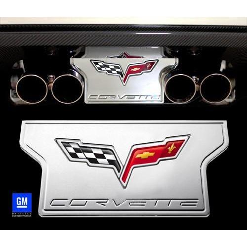 Corvette Exhaust Plate with C6 Emblem - Billet Aluminum Chrome (05-13 C6 NON-NPP Exhaust),Exhaust
