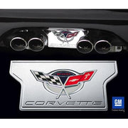 Corvette Exhaust Plate with Commemorative Emblem - Billet Chrome (2004 C5 / C5 Z06),Exhaust