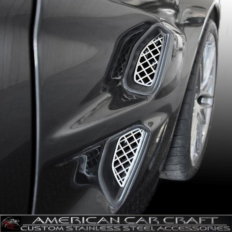 Corvette Front Fender Duct Grille Overlay - Laser Mesh Stainless Steel : 2009-2013 ZR1,Exterior