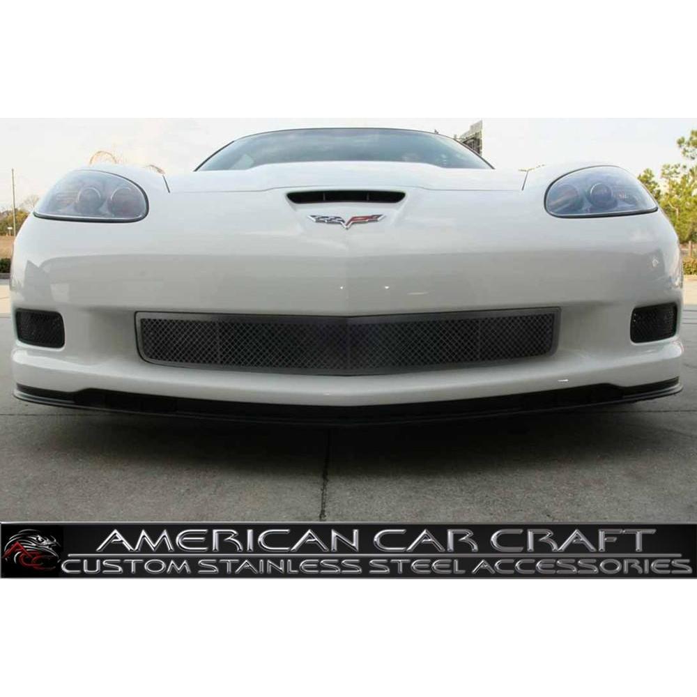 Corvette Front Lower Grille - Laser Mesh Stainless Steel Black Stealth : 2006-2013 Z06,ZR1,Grand Sport,Exterior