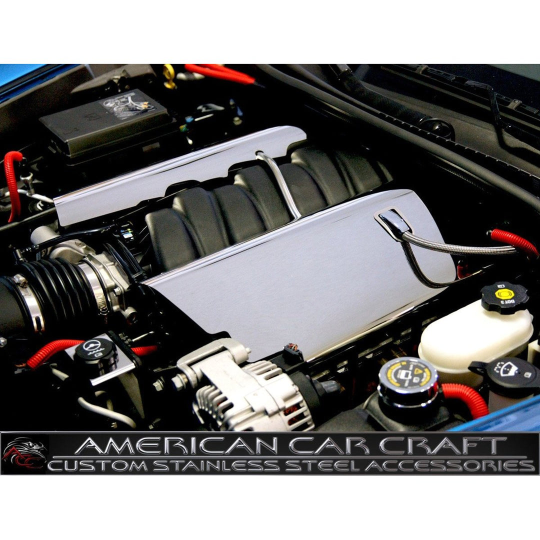 Corvette Fuel Rail Cover Replacement - Polished Stainless Steel : 2006-2013 Z06 LS7,Engine