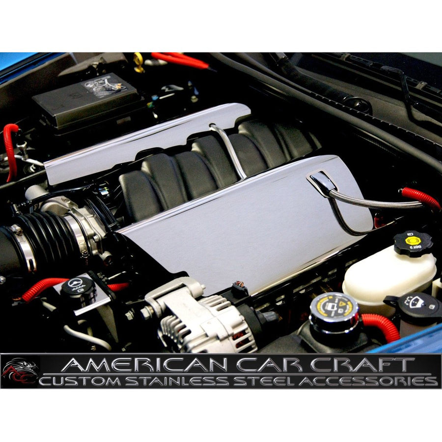 Corvette Fuel Rail Cover Replacement - Polished Stainless Steel : 2006-2013 Z06 LS7,Engine