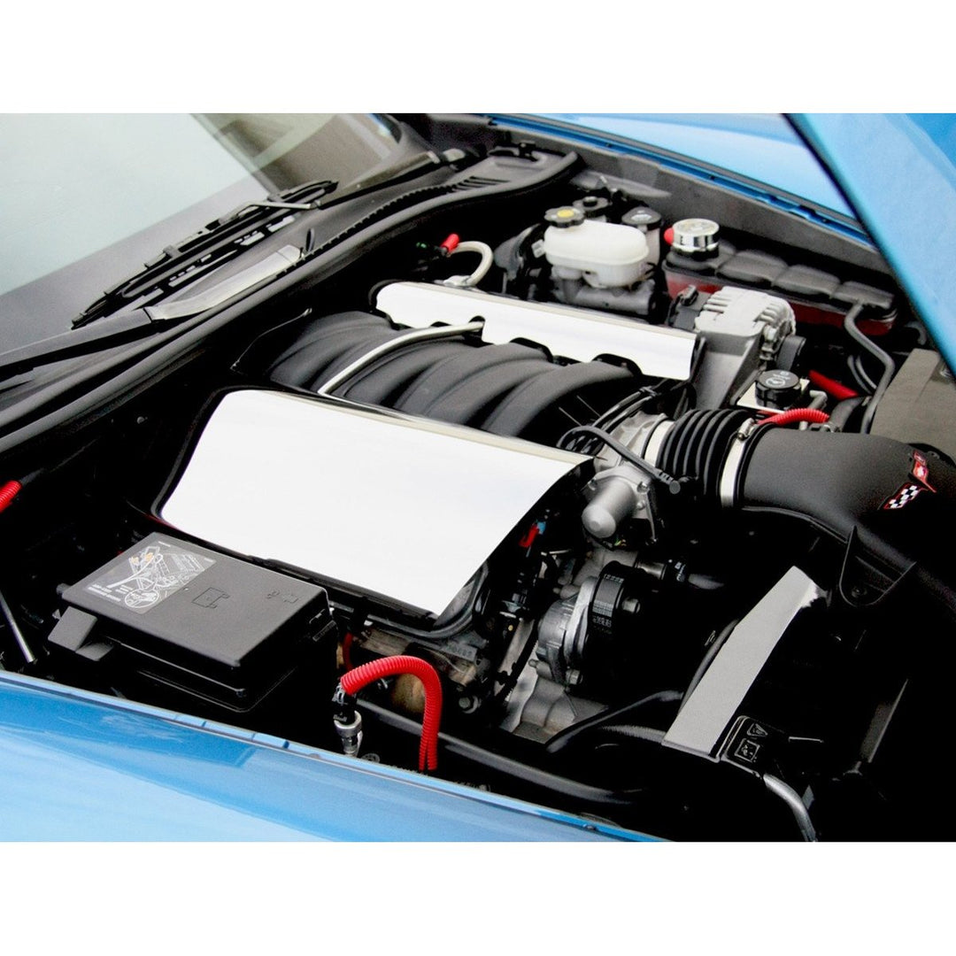 Corvette Fuel Rail Cover Replacement - Polished Stainless Steel : 2006-2013 Z06 LS7,Engine
