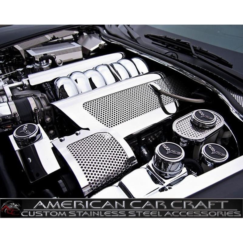 Corvette Fuel Rail Covers - Perforated Stainless Steel : 2008-2013 C6 LS3,Engine