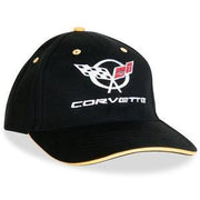 Corvette Hat - Embroidered Script and C5 Emblem : Black,Apparel