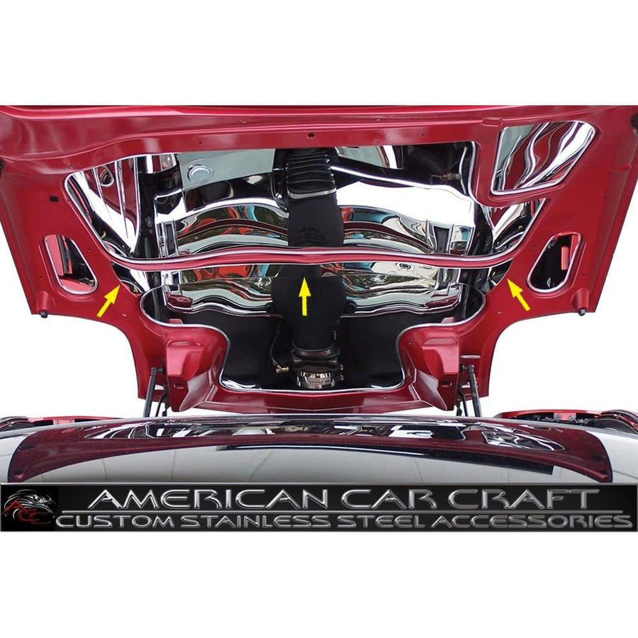 Corvette Hood Brace Cover - Polished Stainless Steel : 1997-2004 C5 & Z06,Engine
