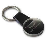 Corvette Key Ring Leather and Chrome with C6 Corvette Logo (05-12 C6),0