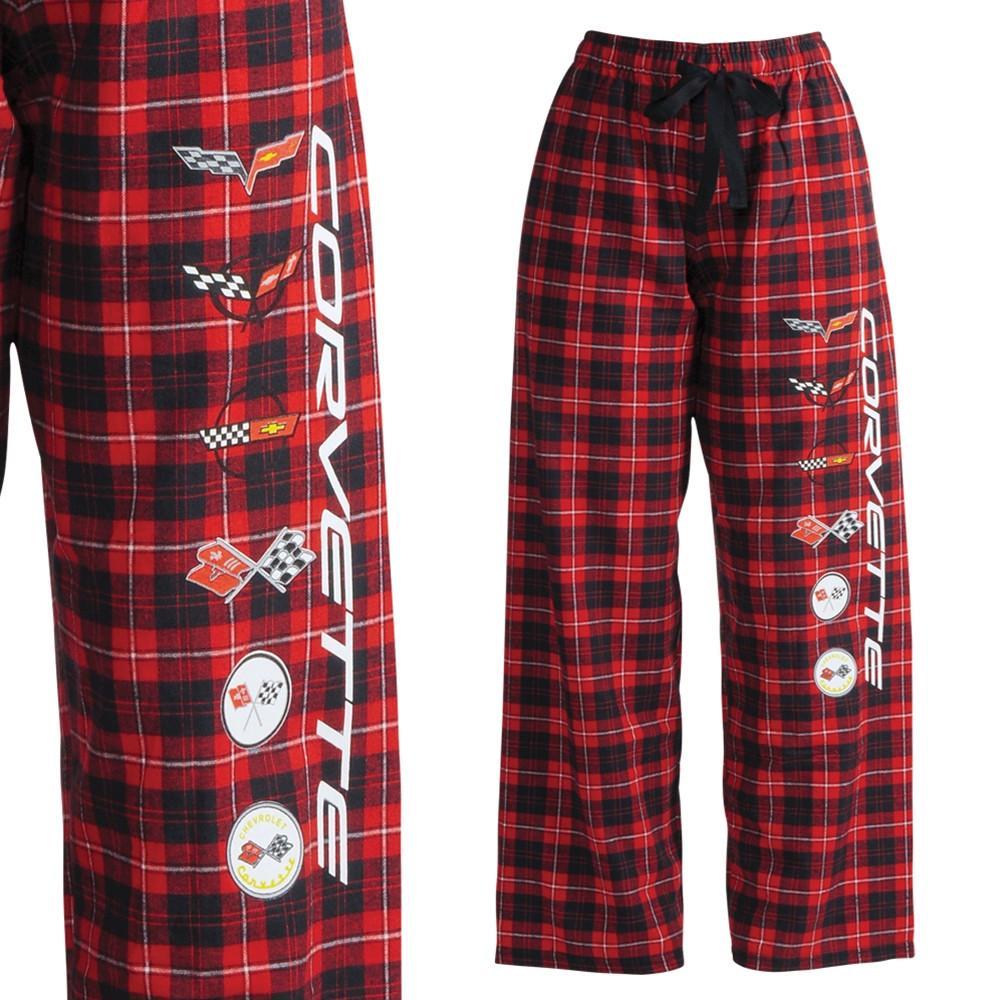 Corvette Ladies Flannel Pajama/Sweatpants - All Generations Logos,Apparel