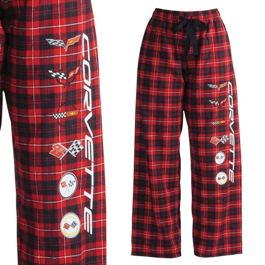 Corvette Ladies Flannel Pajama/Sweatpants - All Generations Logos,Apparel
