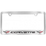 Corvette License Plate Frame - Black Corvette Lettering / Double C6 Emblems (05-13 C6),Exterior