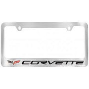 Corvette License Plate Frame - Chrome w/ Black Corvette Lettering (05-13 C6),Exterior