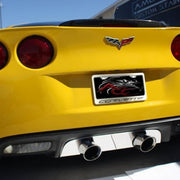 Corvette License Plate Frame - Chrome w/Stainless Steel Overlay & Carbon Fiber Script : 2005-2013 C6, Z06, Grand,Sport, ZR1,Exterior