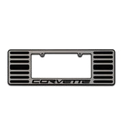 Corvette License Plate Frame - Two-Tone Billet Aluminum with Corvette Script : 2005-2013 C6,Z06,ZR1,Grand Sport,Exterior