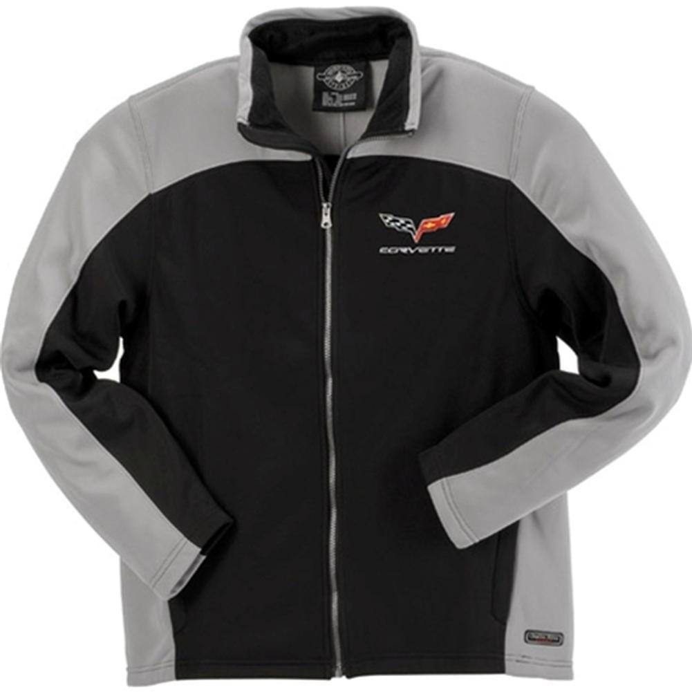 Corvette Mens Bonded Jacket with C6 Logo - Gray / Black : 2005-2013 C6,Apparel