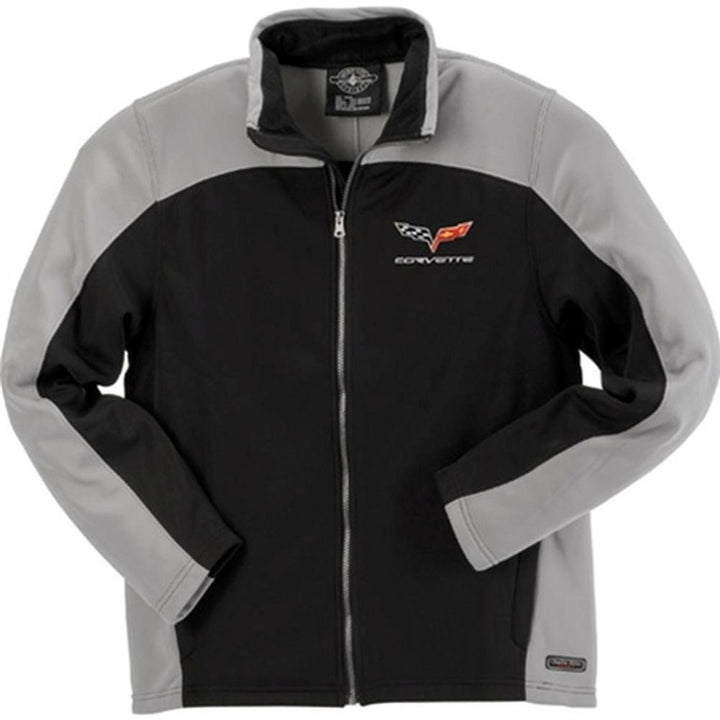 Corvette Mens Bonded Jacket with C6 Logo - Gray / Black : 2005-2013 C6,Apparel