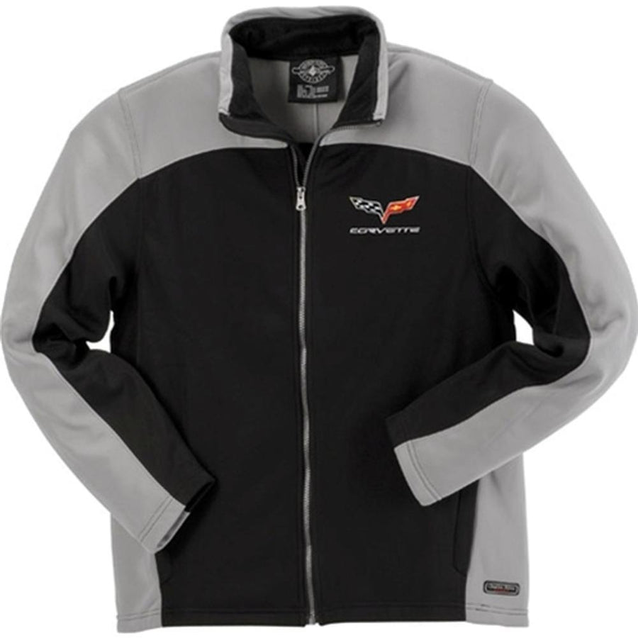 Corvette Mens Bonded Jacket with C6 Logo - Gray / Black : 2005-2013 C6,Apparel