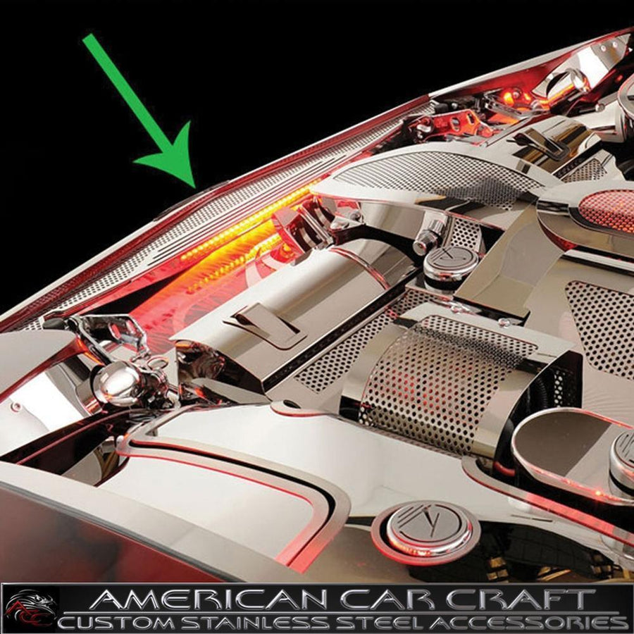 Corvette Nose Cap - Perforated Stainless Steel - Illuminated Red : 1997-2004 C5 & Z06,Lighting