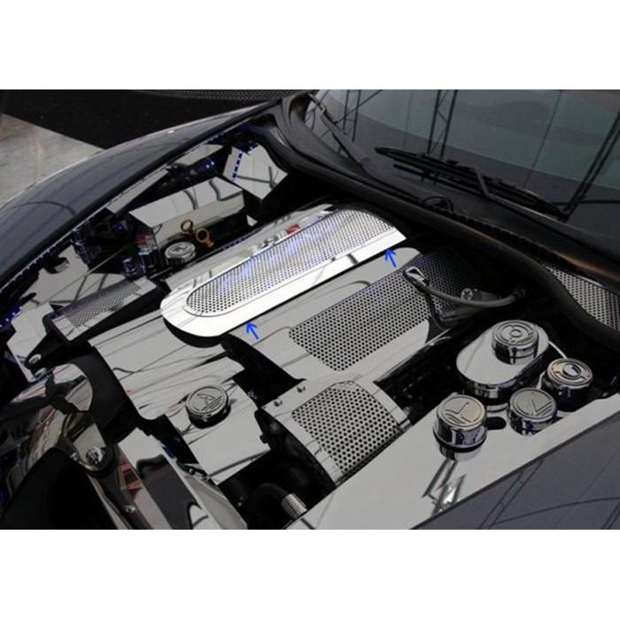 Corvette Plenum Cover Low Profile - Perforated Stainless Steel : 2008-2013 C6 & 2010-2013 Grand Sport,Engine