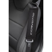 Corvette Seatbelt Harness Pads - Black with Silver Corvette (05-12 C6/Z06/ZR1/Grand Sport),Interior