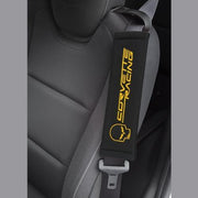 Corvette Seatbelt Harness Pads - Black with Yellow Jake Logo Racing Script (05-13 C6/Z06/ZR1/Grand Sport),Interior