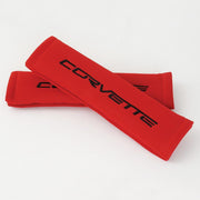 Corvette Seatbelt Harness Pads - Red with Black Corvette Logo (05-13 C6/Z06/ZR1/Grand Sport),Interior