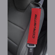 Corvette Seatbelt Harness Pads - Red with Black Corvette Logo (05-13 C6/Z06/ZR1/Grand Sport),Interior