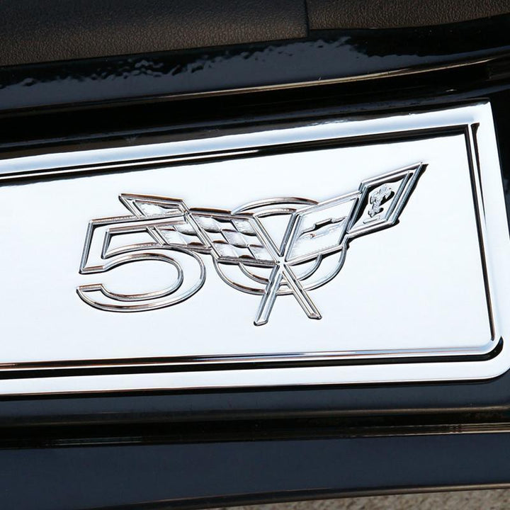 (97-04 C5) : Corvette Sill Plates - Billet Aluminum Chrome with 50th Logo,Interior