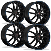 Corvette SR1 Performance Wheels - APEX Series (Set) : Gloss Black w/Blue Stripe,Wheels & Tires