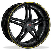 Corvette SR1 Performance Wheels - BULLET Series : Gloss Black w/Yellow Stripe,Wheels & Tires