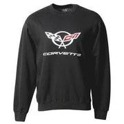 Corvette Sweatshirt Fleece with C5 Logo - Black (97-04 C5),Apparel