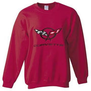 Corvette Sweatshirt Fleece with C5 Logo - Burgundy (97-04 C5),0