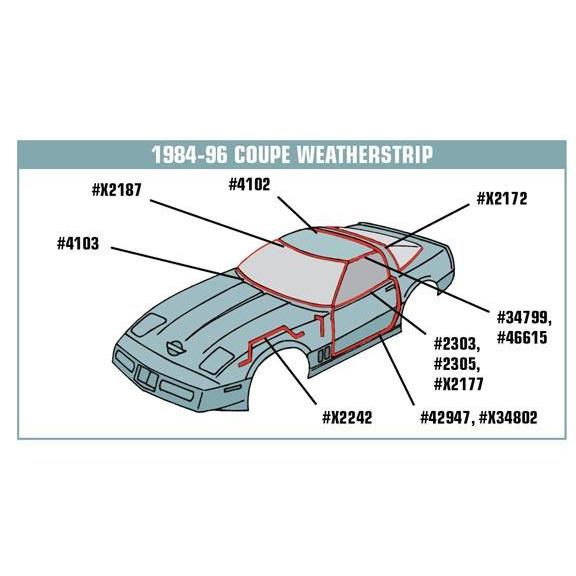 Corvette Weatherstrip - Coupe Side Roof Panel - Pair (C4 84-96),Weatherstripping