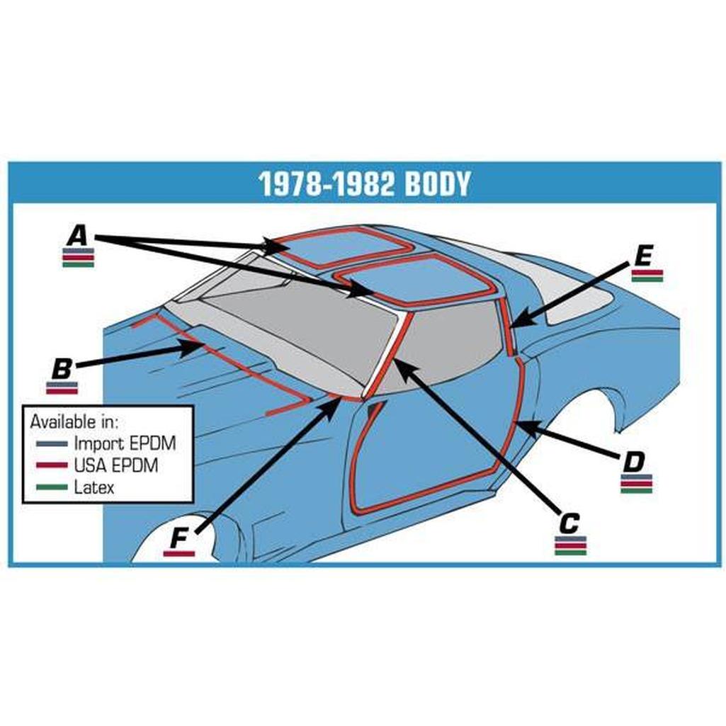 1978-1982 Corvette Weatherstrip - Door Mains Latex - CA main image 1