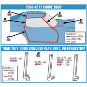 Corvette Weatherstrip Pillar Post - Lower LH (1968-1972),0