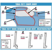 Corvette Weatherstrip T-Top WS - Outer - LH (1968-1969),0