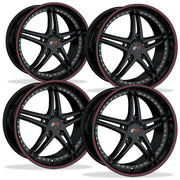 Corvette Wheels - SR1 Performance Wheels / BULLET Series (Set) - Gloss Black with Red Pinstripe : 18x8.5/19x10 1997-2012 C5,C6,Wheels & Tires