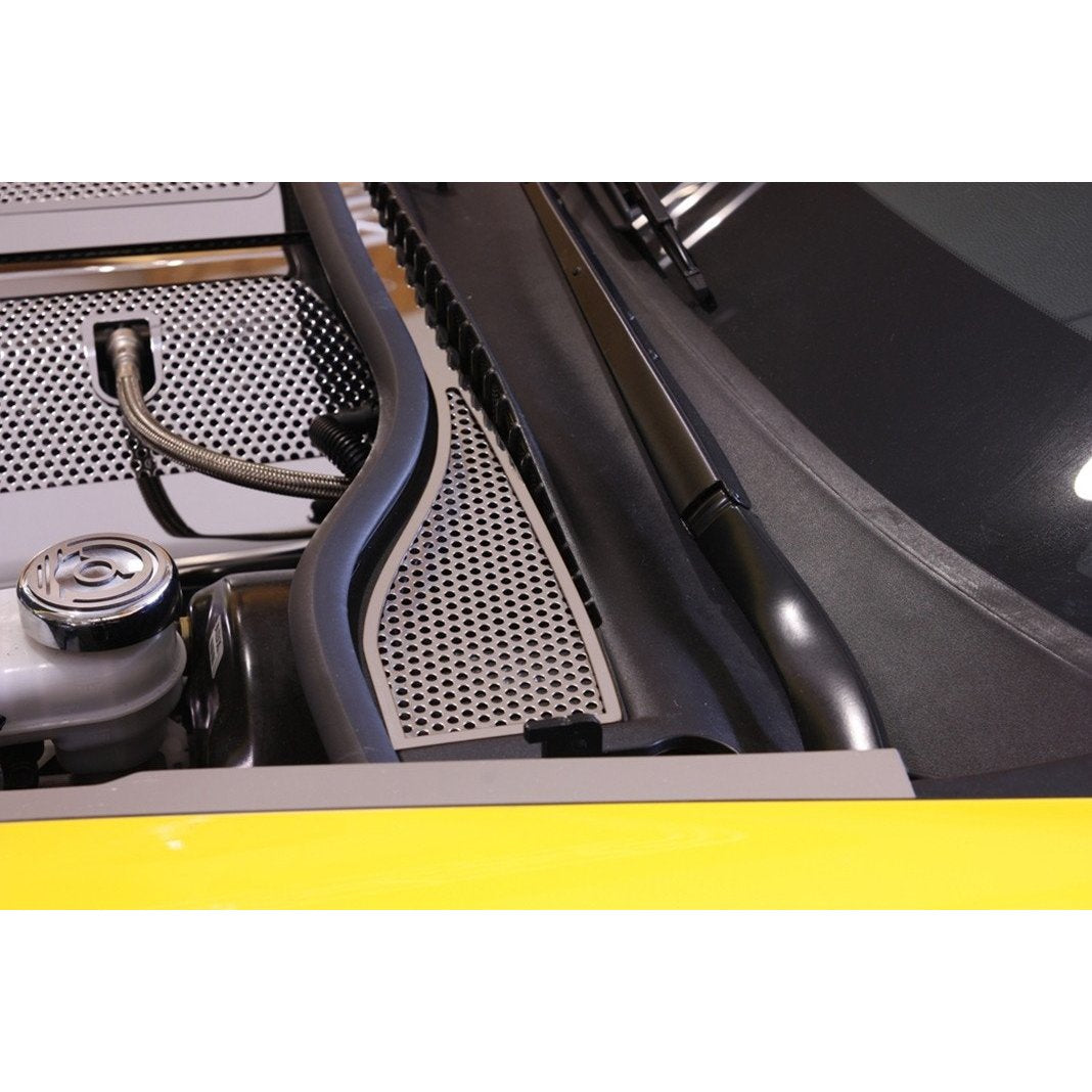 Corvette Wiper Cowl Cover - Perforated Stainless Steel : 2008-2013 C6,Z06,ZR1,Grand Sport,Engine