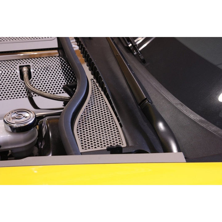 Corvette Wiper Cowl Cover - Perforated Stainless Steel : 2008-2013 C6,Z06,ZR1,Grand Sport,Engine