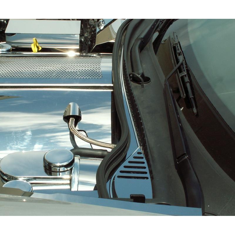 Corvette Wiper Cowl Cover - Polished 2 Pc. Stainless Steel : 2008-2013 C6 & Grand Sport,Engine